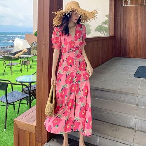 Bella philosophy women 2020 Fashion Summer V-Neck Short Sleeve Printing Dress lady long Party work dress female beach vestido
