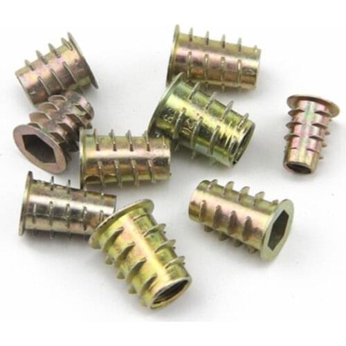 1000PCS M4*10 Zinc Alloy Thread For Wood Insert Nut Flanged Hex Drive Head Furniture Nuts