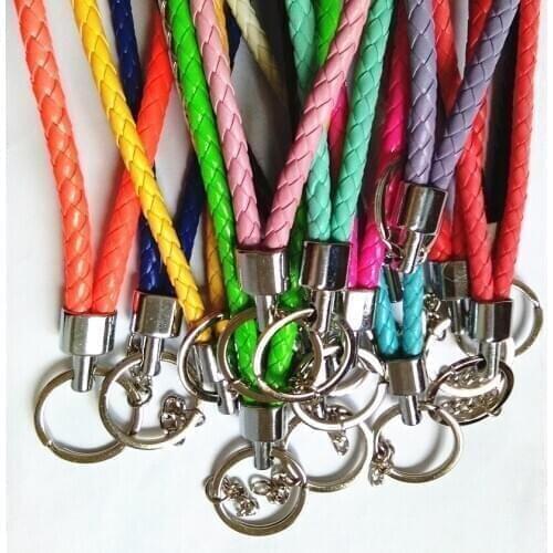 20cm Overlength Pu Leather Key Chain Hand Rope Jewelry Making Parts Key chain Bag Sliver Car Key Chain Ring Holder Retro Jewelry