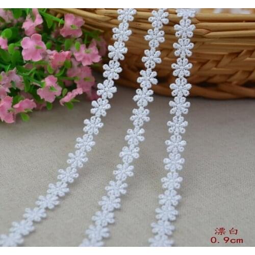 20 Meters/lot 9mm White Daisy Flower Lace Trim For Clothes Accessories Hot Sale Embroidered Lace Trimming