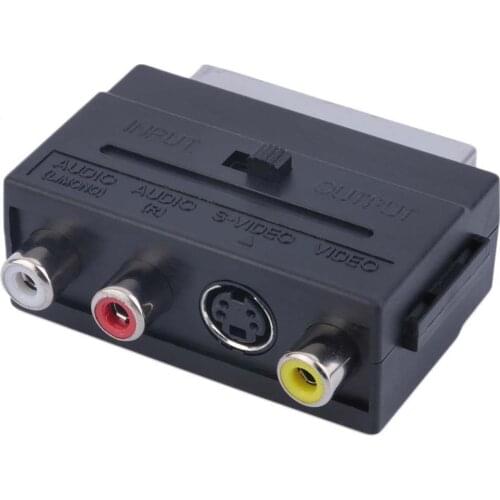21Pin SCART to 3RCA Converter Adapter RGB Scart to Composite RCA S-Video AV TV Audio Adapter