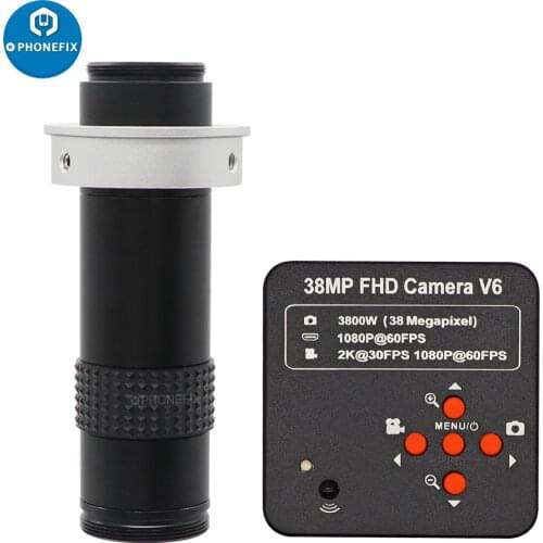 38MP HDMI USB Video Microscope Camera High Coverage Distance Continuous Zoom 120X C mount lens For CCD CMOS Industry Microscope