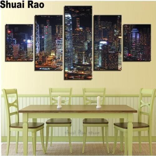 5d diy cross stitch"Buildings City Night"5pcs Diamond Painting full square/round Diamant mosaic diamond embroidery 5d diy