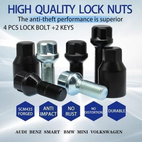 AUTO WHEEL LOCK BOLTS FOR AUDI BMW MERCEDES BENZ VOLKSWAGEN FIAT JEEP