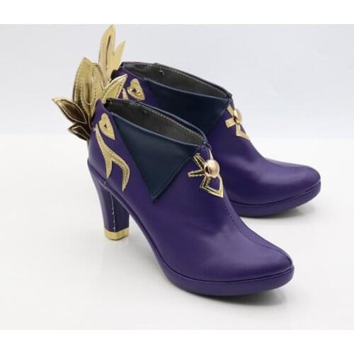 Genshin Impact Keqing Boots Cosplay Shoes High Heels For Women Halloween New 2020 Hot Game