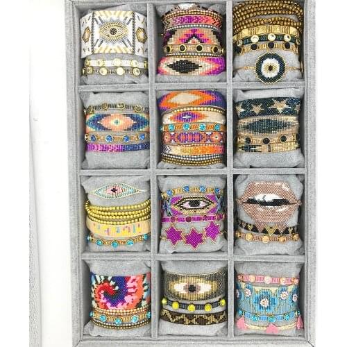 BLUESTAR Women Bracelet MIYUKI Bracelet Turkish Eye Lips Pulseras Mujer Moda Handmade Crystal Bead Bracelets Jewelry