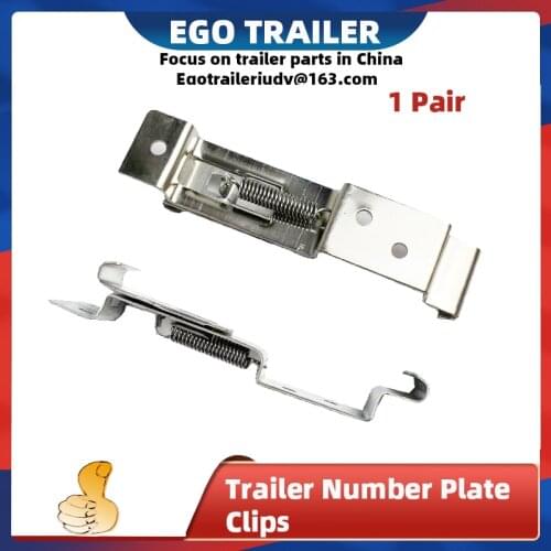 Ego trailer Trailer Number Plate Clips / Holder Spring Loaded Stainless Steel PAIR
