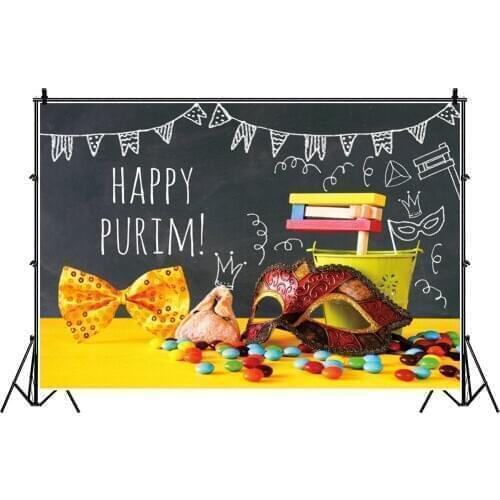 Blackboard Backdrop Happy Purim Holiday Photography Background Photo Booth Studio Decor
