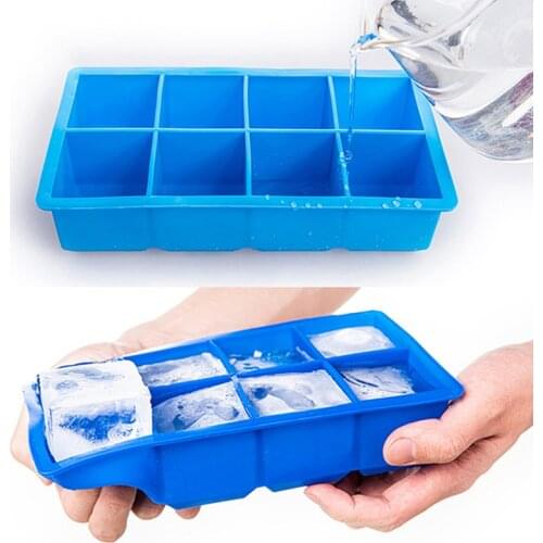8Pcs Icecube Maker Ice Cube Tray With Lid Silicone Ice Cream Mold Square Shaped Resuable Ice Maker For Drinks Whiskey Cocktails