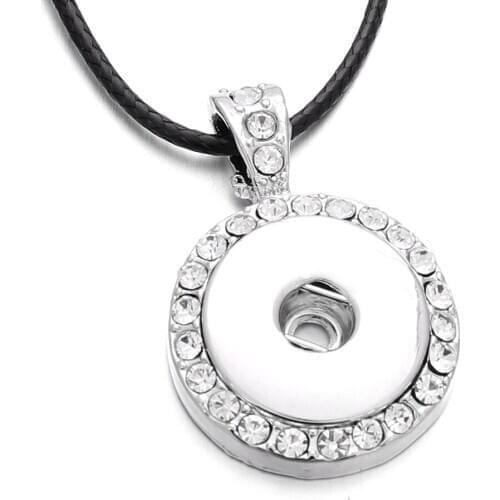 Hot Sale Snap Necklace Full Rhinestone Round Pendant fit 18mm Snap Buttons for Snap Jewelry