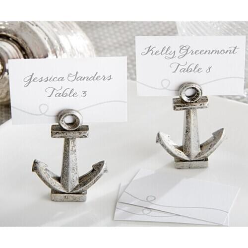 Hot sell100pcs/Lot+Beach Themed Wedding Favors and Supplies "Nautical" Anchor Place Card Holder