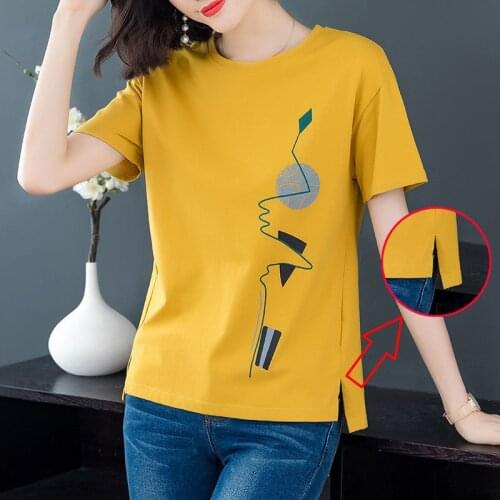 Cotton T Shirt Woman 2020 New Summer Fashion O Neck Short Sleeve T-shirt female Korean Style Plus Size tshirt Women Shirts Top