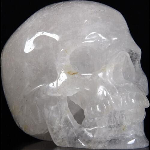 Xd j00528 QUARTZ ROCK Carved Crystal Skull, Super Realistic, Healing