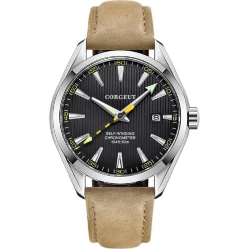 Japan MIYOTA Movement Automatic Watches Men 41mm Sapphire Glass Stainless Steel Leather Strap Waterproof Luminous Top Male Clock