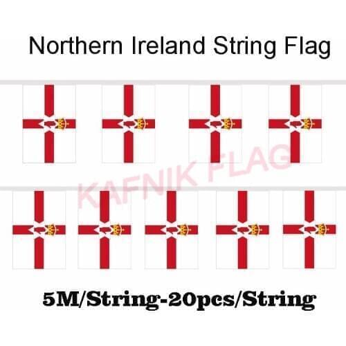 KAFNIK,5 meters 20 faces 14*21CM Northern Ireland String Flag Banner Bar For Party Decoration/World Event Carnival Decor