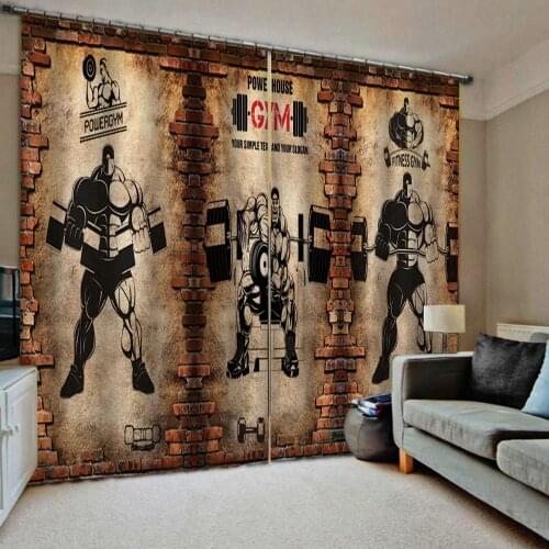 Brick curtains 3D Curtain Printing Blockout Polyester Photo Drapes Fabric For Room sport curtain