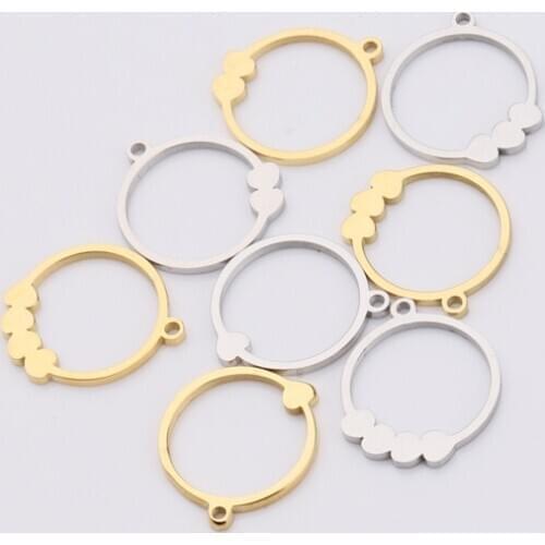 5pcs new creative mirror polished stainless steel ring love jewelry accessories set DIY DIY bracelet/necklace/keychain pendant