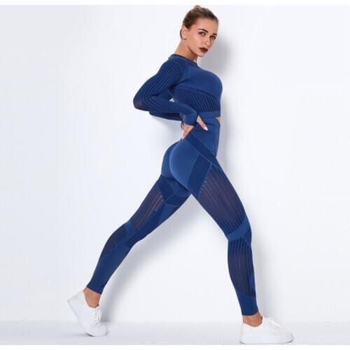 Super Soft Sports Suits Women Fitness Gym Sets Stretch Seamless Yoga Suits 2Pcs Sets Hollow Sports Outfits Training Workout Sets