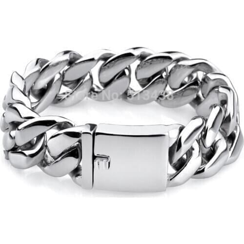 Cool Gifts Pure Stainless steel Cuban Curb Link Chain Bracelet Mens Jewelry 20mm 7.87