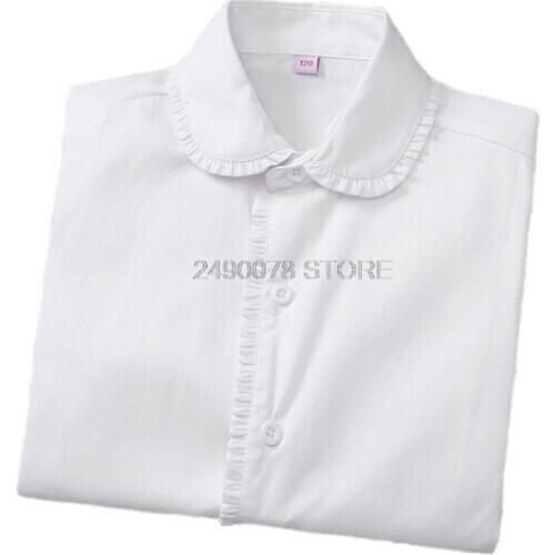 Girls Summer White Blouses Child Birthday Shirts School Girls Performance Uniform 4-16 Years Party Vestidos Blouses