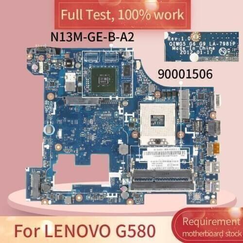 90001506 For LENOVO G580 LA-7981P 11S90001506ZZ SLJ8E N13M-GE-B-A2 DDR3 Notebook motherboard Mainboard full test 100% work