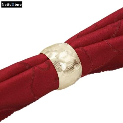6PCS Metal Gold Alloy Metal Serviette Holder Bulk Napkin Rings Holder For Wedding Hotel Household Table Decoration Napkin Buckle