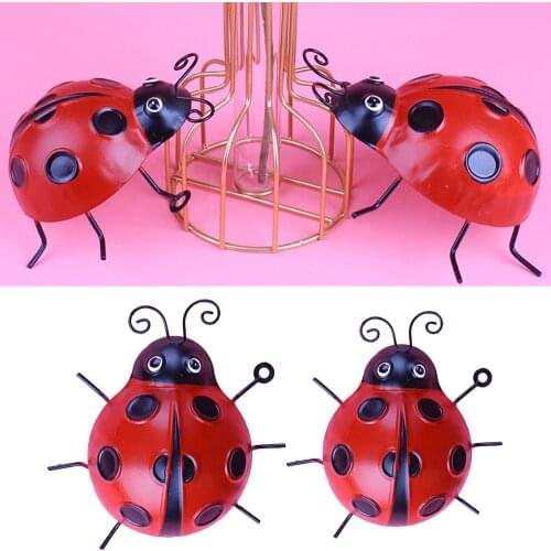 Lovely Ladybug Indoor Outdoor Wall Sculptures Decorations for Fence Backyard