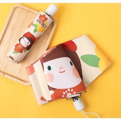 Cute Female Umbrella Portable Foldable High Quality Mini Pocket Foldable Fabric Parasol Umbrella Paraguas Home Rain Gear DB60YS