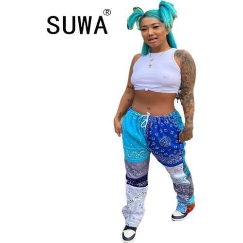 Contrast Patchwork Fashion Classic Denim Pants Jeans High Waist Cool Girl Trousers Sweatpants For Women Clothing