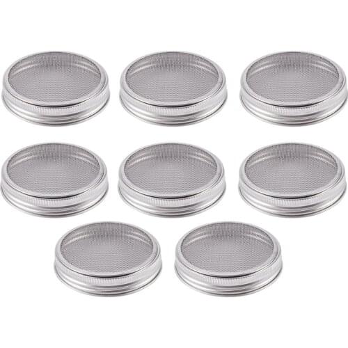 8 Pack Stainless Steel Sprouting Jar Lid Kit For Wide Mouth Mason Jars,Strainer Screen For Canning Jars And Seed Sprouting