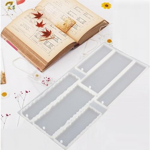 New Durable Resin Epoxy DIY Bookmark Tag Rectangular Silicone Mold School Supplies Make Bookmark Or Other Pendants + 20 Ropes