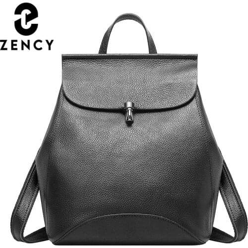 Zency Soft Genuine Leather Rucksack 2021 New Fashion Trend Women Backpack Large Capacity Shoulder Bag Girl Back To School Bag