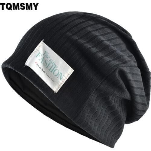 TQMSMY New Beanie Hat For Men Soft Knitted Striped Bonnet Gorras Sprint Autumn Solid Fashion Hip Hop Skullies Beanies Hats E54