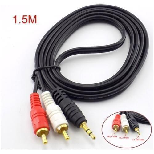 3.5mm Plug Jack Connector to 2 RCA Male Music Stereo Audio Adapter Cable Audio AUX Line for Mp3 Phones TV Sound Speakers J17