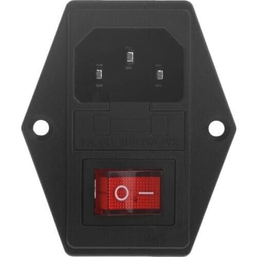 1PC 10A 250V 3 Pin IEC320 C14 AC Inlet Male Plug Power Socket With Fuse Switch