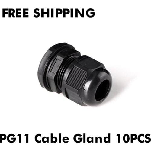 Waterproof IP68 pasacables eléctrico Cable Gland 10pcs Cable entry Strain Relief Cord Grip PG11 Grey Black Plastic Nylon