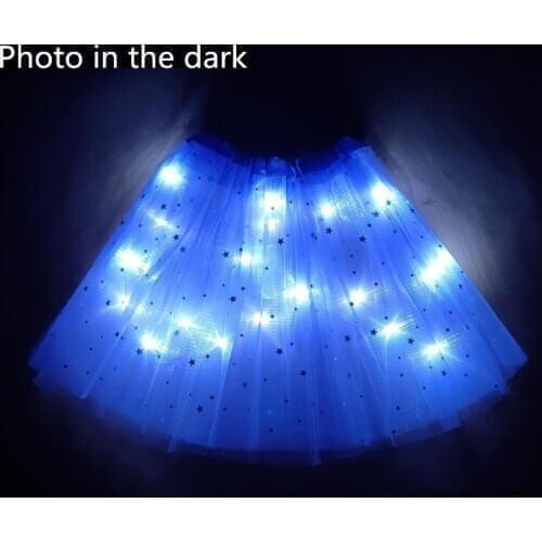 2020 new year Light LED Girl Kids Clothes Star Tutu Skirt Princess Party Tutus Tulle Pettiskirt Child Ballet Dance Luminescence