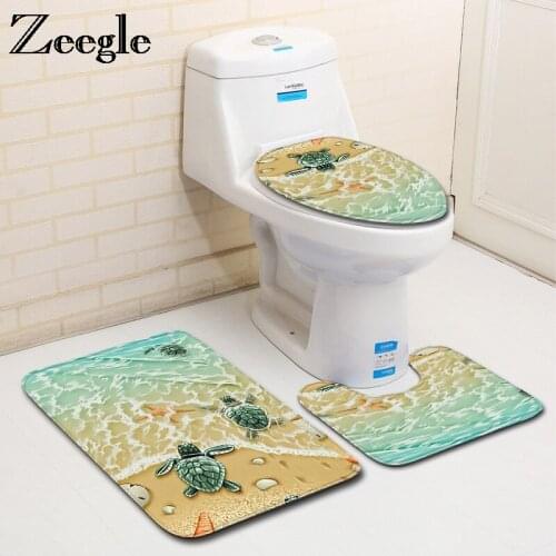 Zeegle 3Pcs Bathroom Carpet Mats For Toilet Non-slip Doormat Bathroom Mats Washable Bath Rugs Shower Floor Mats Toilet Lid Cover