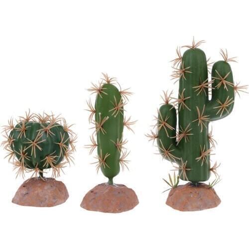 Reptiles Habitat Green Plastic Terrarium Plant for Amphibians Home Garden Ornament