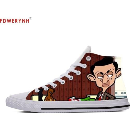Womens Customized Casual Canvas Shoes Cute Pop High Quality For Mr. Bean High Top Shoes Women Breathable Custom Shoes