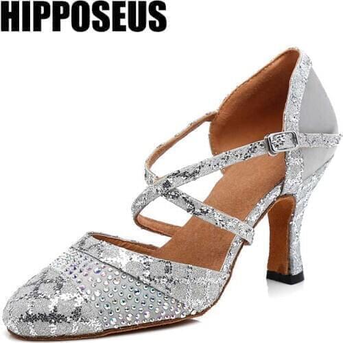 Ladies Latin Dance Shoes Womens Dance Shoes Professional Ballroom Dance Shoes Girls High Heeled Dancing 4.5/6/7.5/8.5/10cm Heel