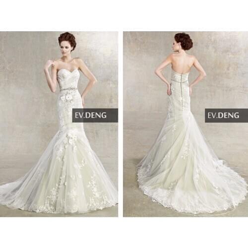 Beading crystal sashes lace mermaid 2018 vestido de noiva casamento flowers sweetheart bridal gown mother of the bride dresses