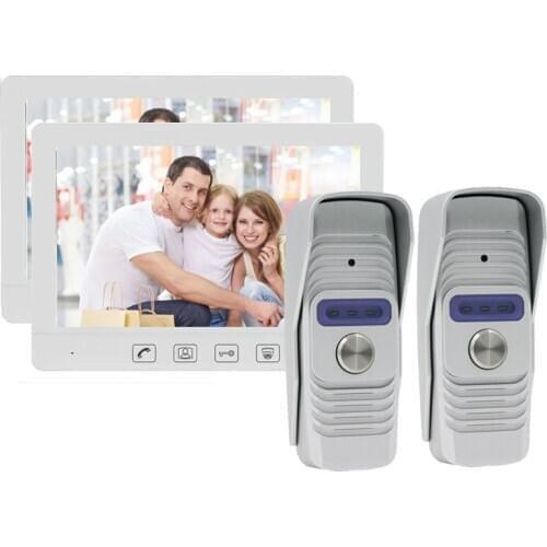ZHUDELE New 10.1" Color TFT LCD Screen Video Door Phone Intercom System Doorbell+2 Night Vision Door Camera + 2 Monitor IN STOCK