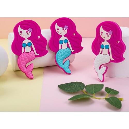 Sunrony 1pc New Baby Teether Cartoons Mermaid Chewing Pandent Accessories DIY Jewelry Pacifier Clip Teething Toy