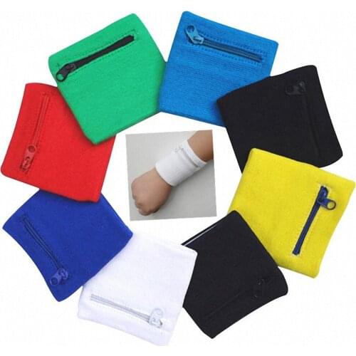1Pcs Sport Wristband Sweatband Football Yoga Gym Basketball Running Sweat-absorbent Zippered Pocket Sports Wrist Wallet Pouch