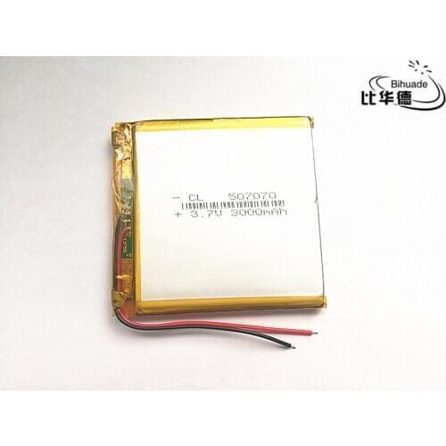 10pcs/lot 3.7V,3000mAH 507070 (polymer lithium ion battery) Li-ion battery for tablet pc 7 inch 8 inch GPS,mp3,mp4