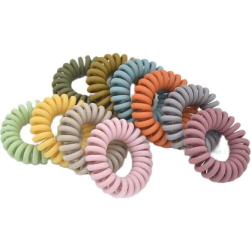 Lot 100 Pcs Frosted Telephone Wire Elastic Hair Bands For Girl Ponytail Holder Rubber Scrunchies