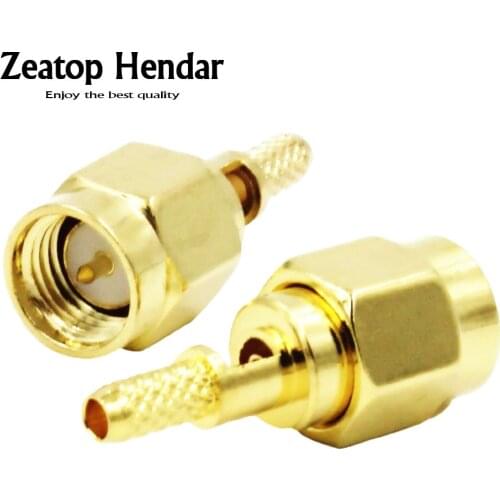 100pcs Gold SMA Male Plug Center Window Crimp RG174 RG316 LMR100 Cable RF Connectors