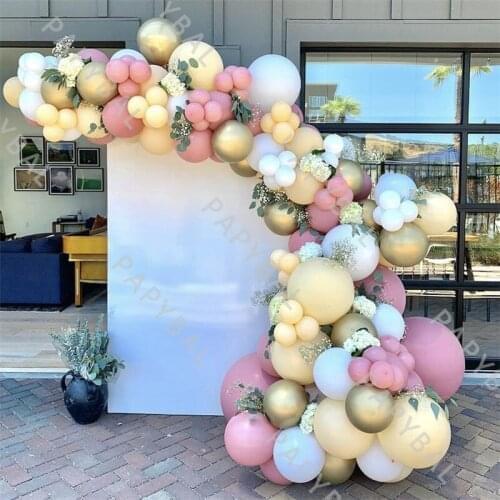126Pcs Retro Powder Balloon Set Chrome Gold White Arch Garland Balloon Kit DIY Wedding Party Birthday Globos Baby Shower Decor