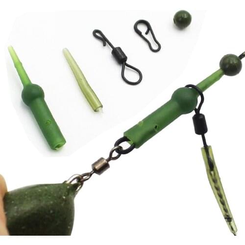25Pcs Carp Fishing Accessories Chod Heli Rig Buffer Sleeve Anti Tangle Sleeves Rubber Bead Rolling Swivel Clip Carp Fishing Tool